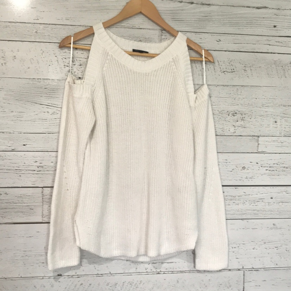 Dynamite white cold shoulder knit sweater L